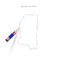 Mississippi US state vector map pencil sketch. Mississippi outline map with pencil in american flag colors Royalty Free Stock Photo