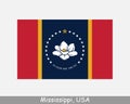 Mississippi USA State Flag. Flag of MS, USA isolated on white background Royalty Free Stock Photo