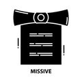 missive icon, black vector sign with editable strokes, concept illustration