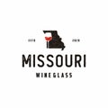 Missouri beverages logo design template with wine glass and Missouri map