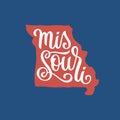 Missouri. Hand drawn USA state name inside state silhouette. Vector illustration. Royalty Free Stock Photo