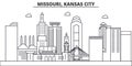 Missouri, Kansas City architecture line skyline illustration. Linear vector cityscape with famous landmarks, city sights