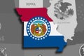 Missouri map and flag Royalty Free Stock Photo