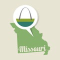 Missouri map with st.louis gateway arch icon. Vector illustration decorative design