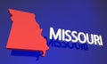 Missouri MO Red State Map Name Royalty Free Stock Photo