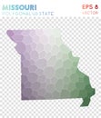 Missouri polygonal map, mosaic style us state.
