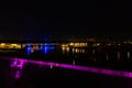 Missouri River at night and adjoining parks in Omaha Nebraska USA