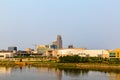 Missouri River at Omaha Nebraska with downtown Omaha Buildings Royalty Free Stock Photo