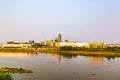 Missouri River at Omaha Nebraska with downtown Omaha Buildings Royalty Free Stock Photo