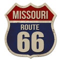 Missouri, Route 66 vintage rusty metal sign