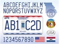 Missouri state license plate pattern with letters and numbers, USA Royalty Free Stock Photo