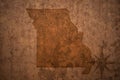 Missouri state map on a old vintage paper background Royalty Free Stock Photo