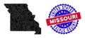 Missouri State Map Polygonal Mesh and Distress Bicolor Watermark