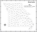 Missouri state outline administrative and political vector map in black and white Royalty Free Stock Photo