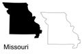 Missouri State Silhouette and Outline with Text image photo Royalty Free Stock Photo