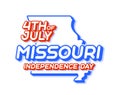 Missouri state 4th of july independence day with map and USA national color 3D shape of US state Vector Illustration