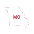 Missouri US state map outline dotted border Royalty Free Stock Photo