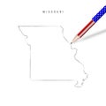 Missouri US state vector map pencil sketch. Missouri outline map with pencil in american flag colors Royalty Free Stock Photo