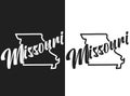 Missouri vector logo. Set of black and white emblems of the USA. Illustration of the name of the US state. Image with inscription