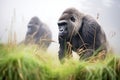 mist accentuating silverbacks regal posture Royalty Free Stock Photo