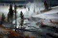 Mist in beautiful Yellowstone National Park