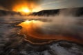 Mist in beautiful Yellowstone National Park