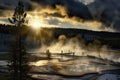 Mist in beautiful Yellowstone National Park