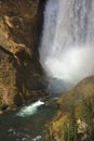 Mist at the bottom of Lower Falls, Yellowstone River, Wyoming. Royalty Free Stock Photo