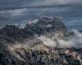 Mist-clad peaks of a mountain range Royalty Free Stock Photo