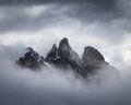 Mist-clad peaks of a mountain range Royalty Free Stock Photo