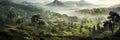 mist-covered hills - panoramic shot