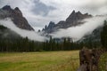 Mist in the dolomites, Fischleintal, Sexten, Pustertal, Bolzano, Trentino Alto Adige , Italy