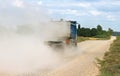 Mist of dust on the country road Royalty Free Stock Photo