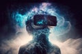 mist ether cosmic space in virtual reality technology vr headset double exposure