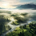 Through the Mist: An ethereal image, peering into a mysterious landscape obscured by a layer of mist