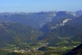 Mist and fog in autumn morning at Austria alps near Salzburg city. Royalty Free Stock Photo