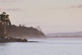 Mist and fog floating on the ocean.