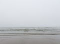 Mist and fog on the sea and the beach