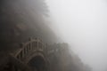 The Mist, Foggy Rainny day. Stone Steep Steps . Trekking walking Royalty Free Stock Photo