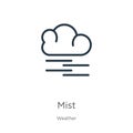 Mist icon. Thin linear mist outline icon isolated on white background from weather collection. Line vector sign, symbol for web Royalty Free Stock Photo