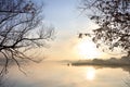 Mist morning at the lake. Autumn Royalty Free Stock Photo