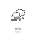 Mist outline vector icon. Thin line black mist icon, flat vector simple element illustration from editable weather concept Royalty Free Stock Photo