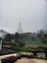 The mist over the Great Holy Relics Pagoda Nabhapolbhumisiri & x28;Queens Pagoda& x29; in Chiang Mai, Thailand : July 2019