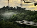 Mist over hill forest at Bukit Batok nature park Royalty Free Stock Photo