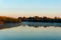 Mist over lake in early morning Royalty Free Stock Photo