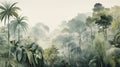 Forest tropics fog rainforest green trees landscape nature background travel jungle Royalty Free Stock Photo