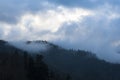 Mist and Smoke rises from the hills at Great Smoky Mountains National Park, Townsend, TN