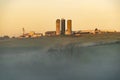 Mist in valley below WVU organic farm at Morgantown