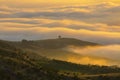 Mist in the valley at sunrise Royalty Free Stock Photo