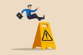 Mistake caution, business risk or problem warning, failure prevention or avoid danger concept